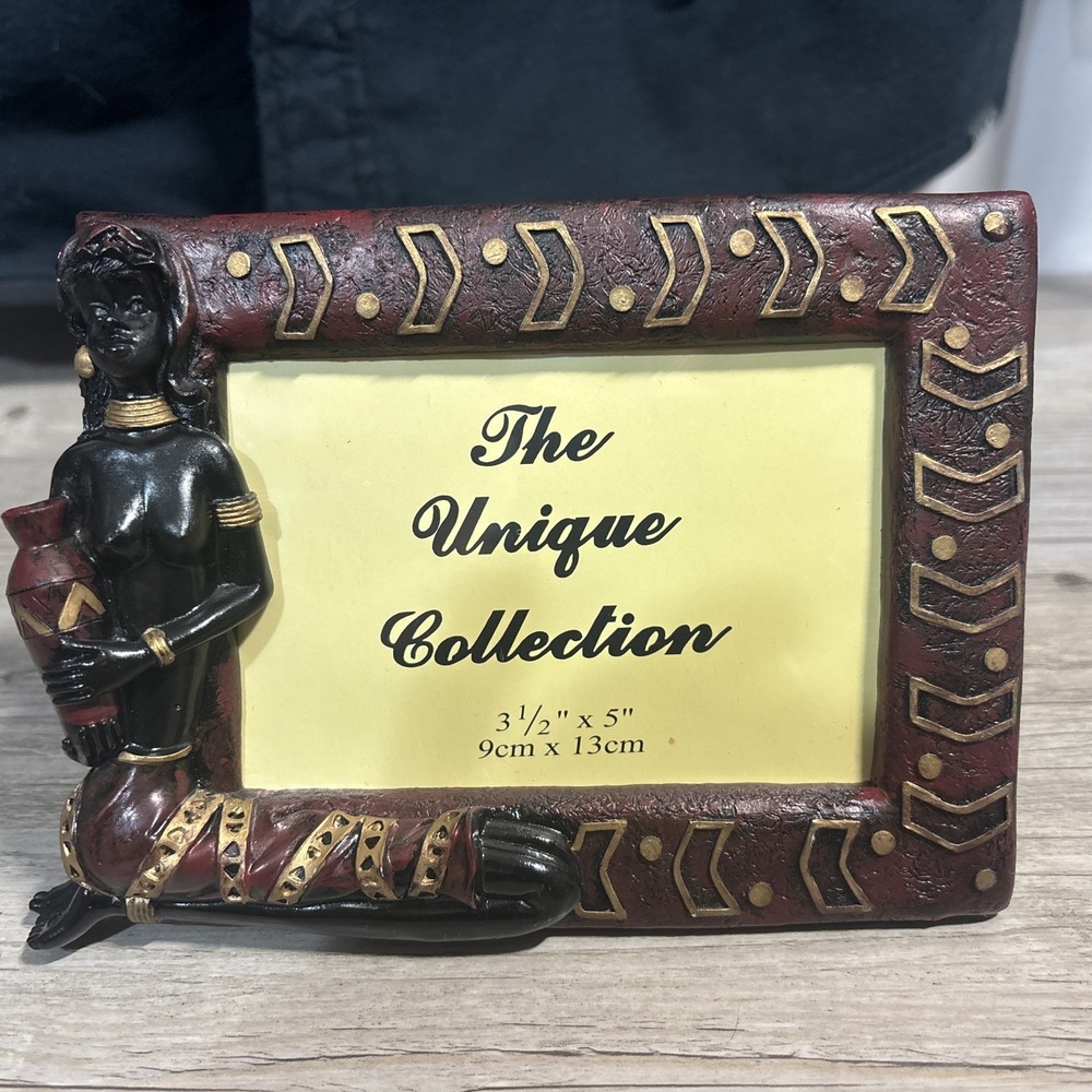 Vintage 3D blackamoor style picture frame 3.5 x 5 red Gold topless Unique - Picture 2 of 9